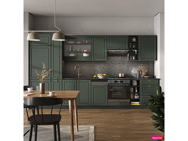 Cuisine vert et or campagne/anthracite 355x60x81.6 fame-line