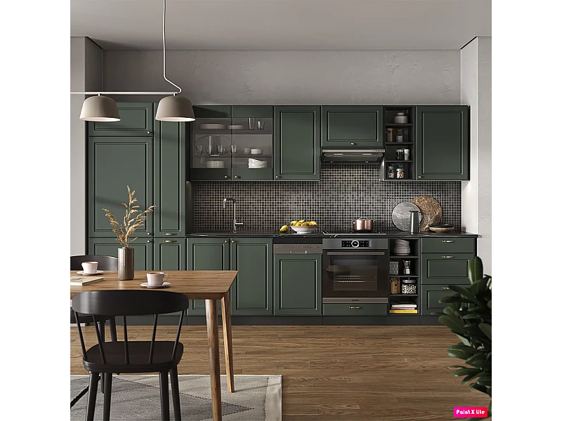 Cuisine vert et or campagne/anthracite 355x60x81.6 fame-line
