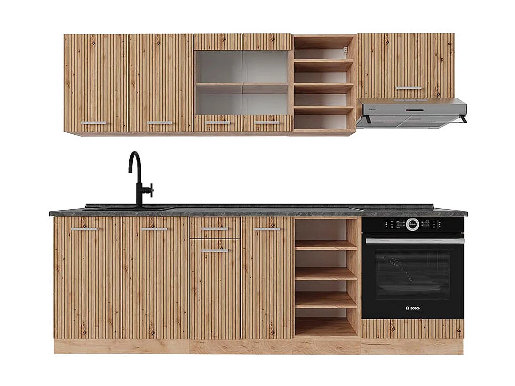 Cucina componibile rovere artigianale/rovere goldkraft 240x60x81.6 r-line