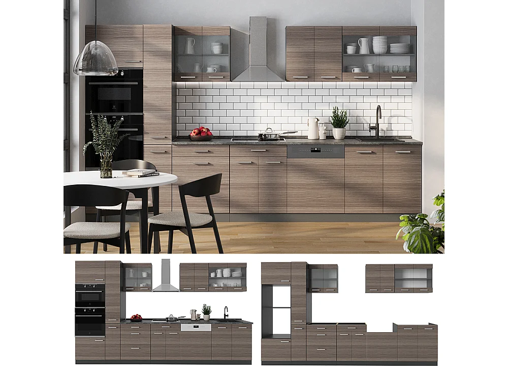 Küchenzeile edelgrau/anthrazit 350x60x81.6 r-line