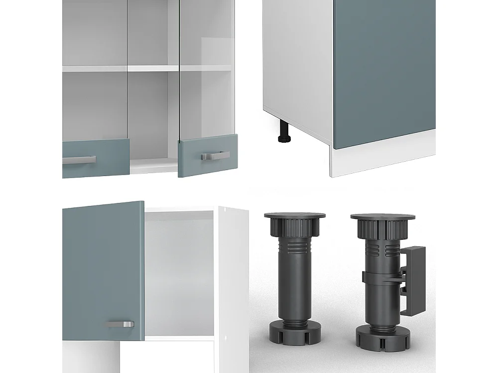 Cucina componibile grigio-blu 300x46x81.6 r-line