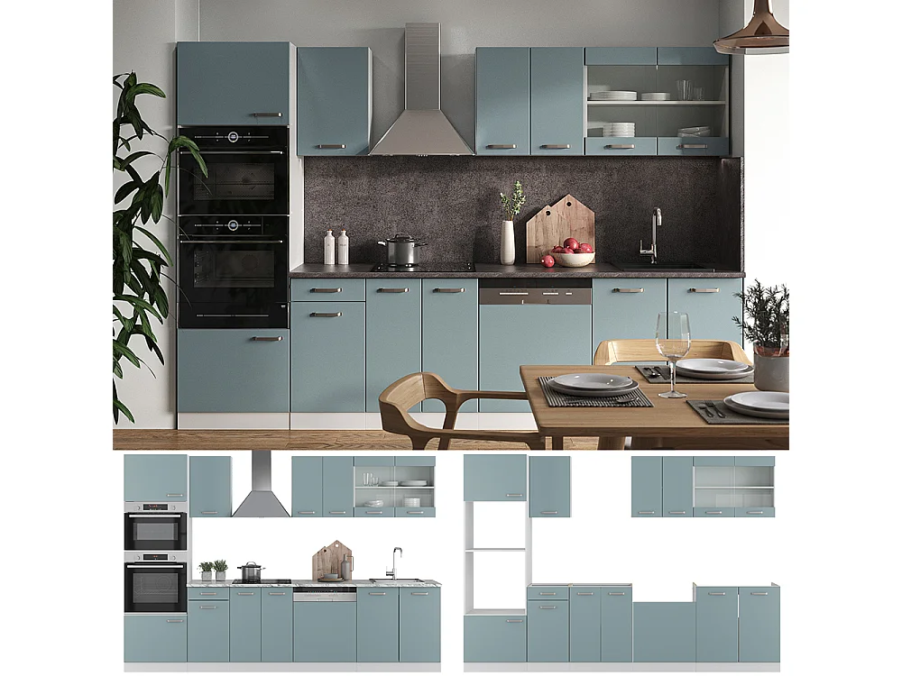 Cuisine bleu-gris 300x46x81.6 r-line
