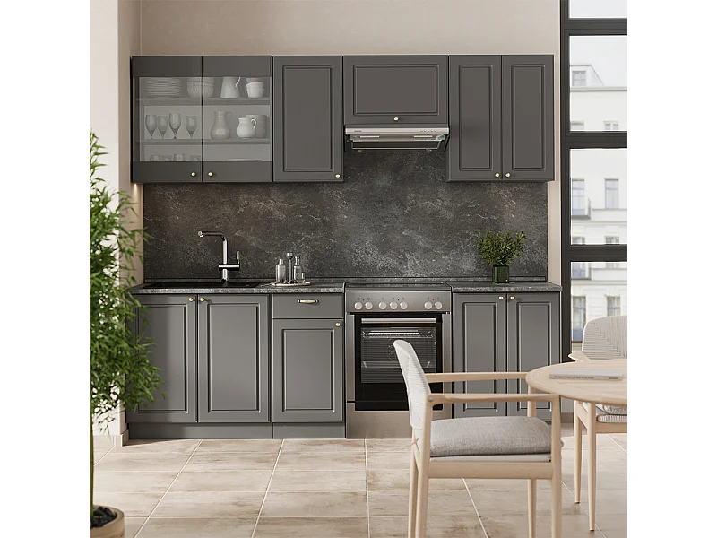 Cuisine anthrazit-gold landhaus 240x46x81.6 fame-line