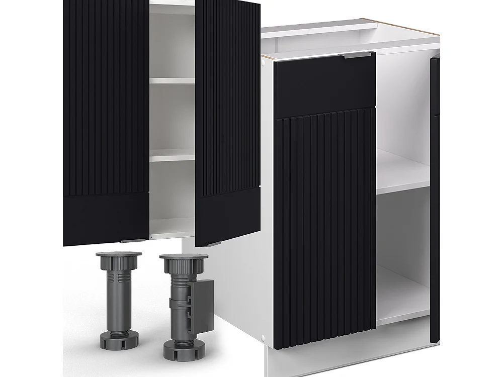 Cuisine noir rayé/blanc 300x60x81.6 fame-line