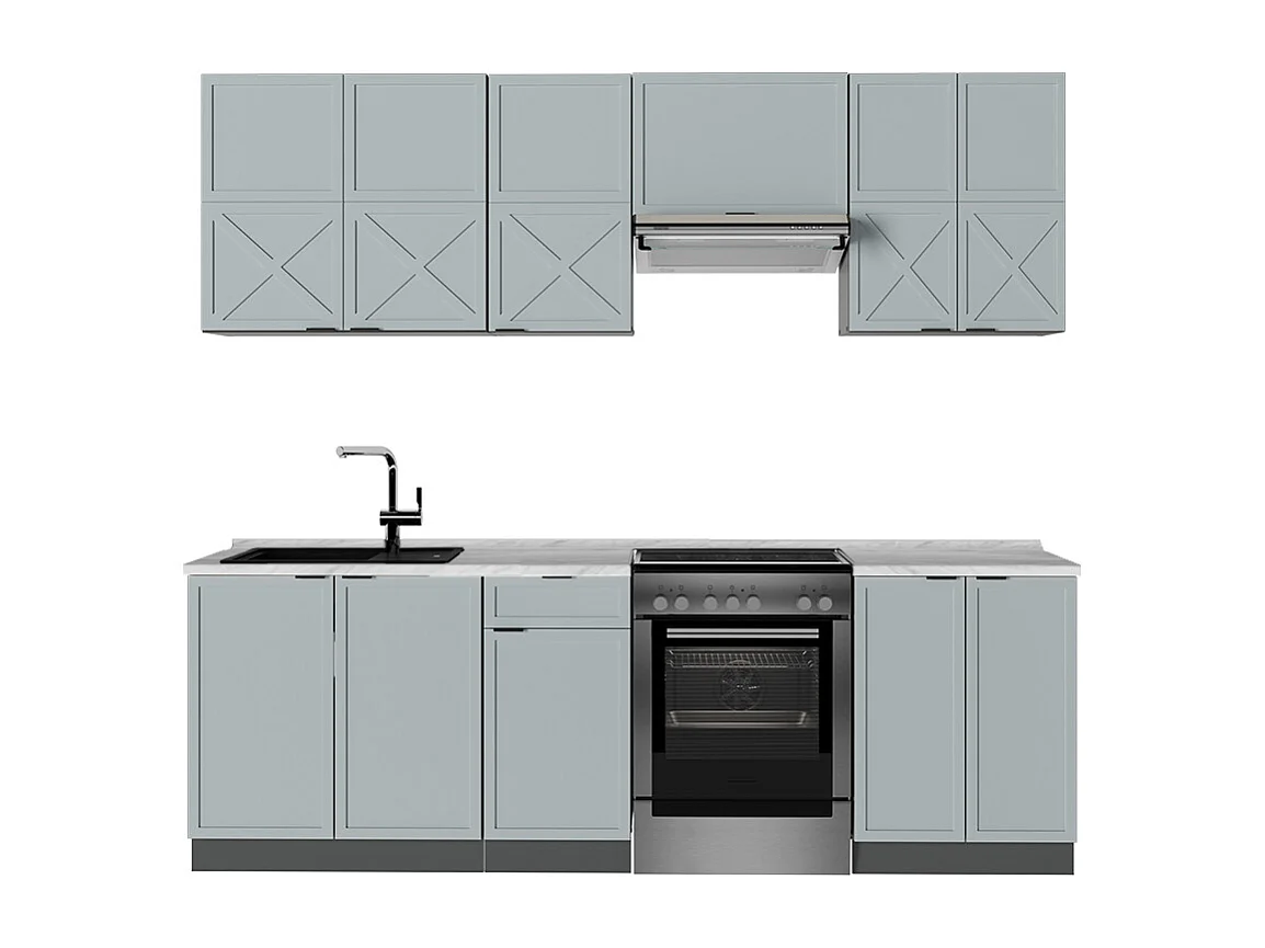 Cuisine bleu clair-gris/anthracite 240x60x81.6 fame-line