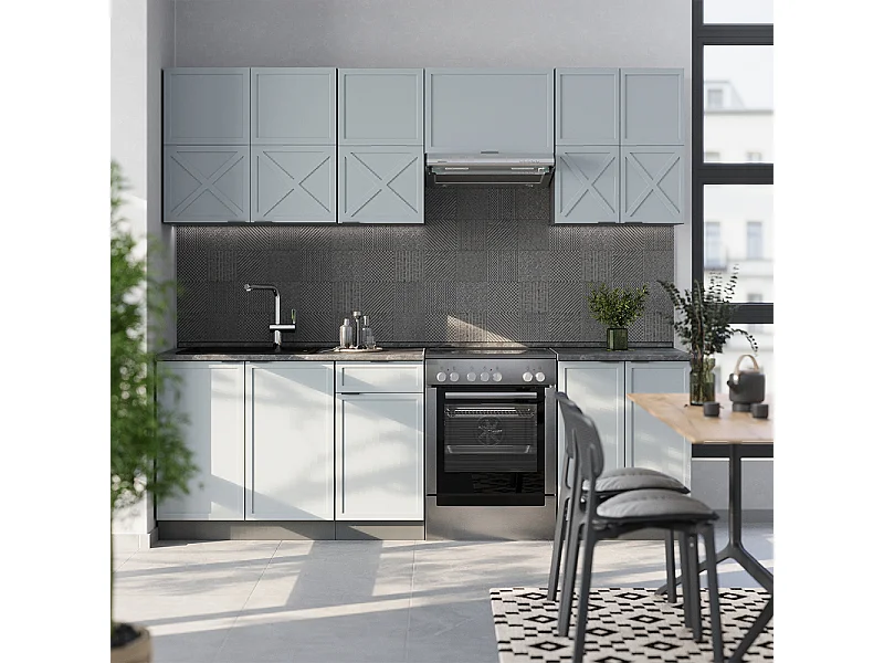 Cuisine bleu clair-gris/anthracite 240x60x81.6 fame-line