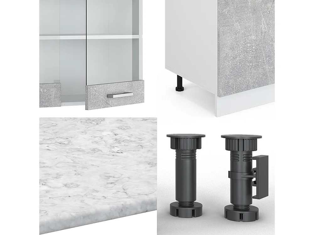 Cuisine béton/blanc 300x60x81.6 r-line