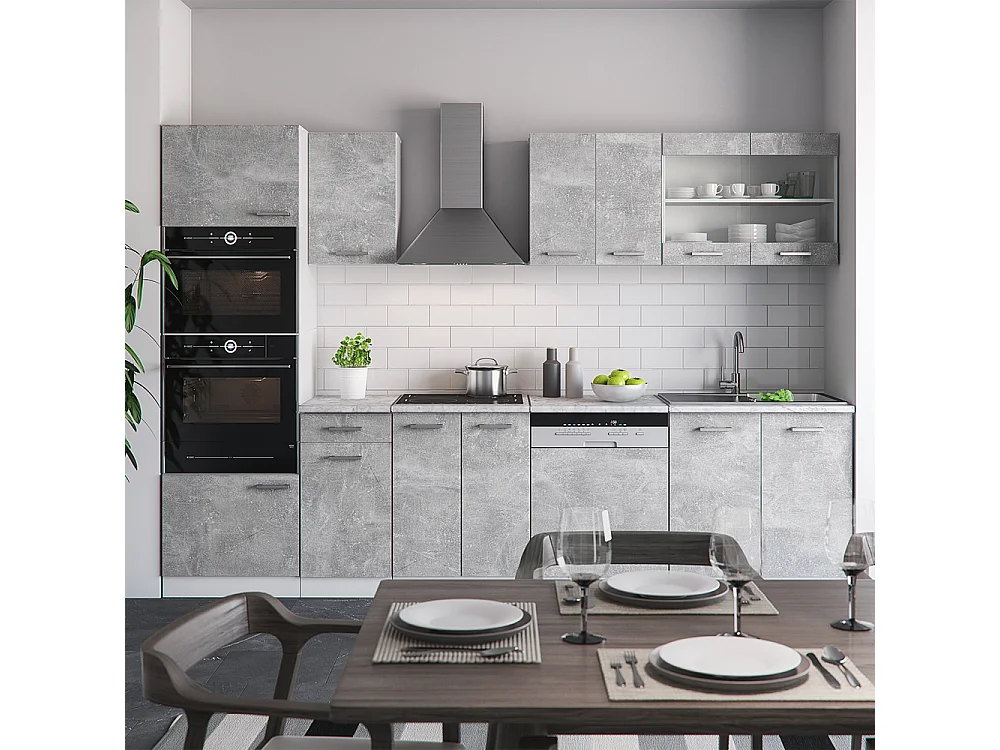 Cuisine béton/blanc 300x60x81.6 r-line