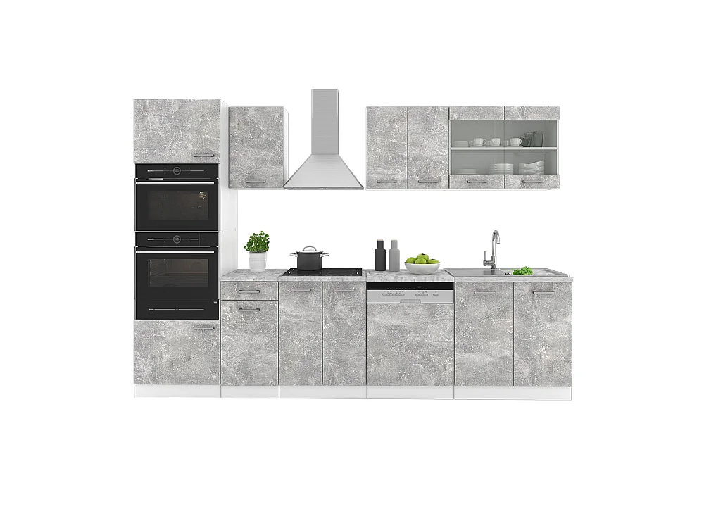 Cuisine béton/blanc 300x60x81.6 r-line