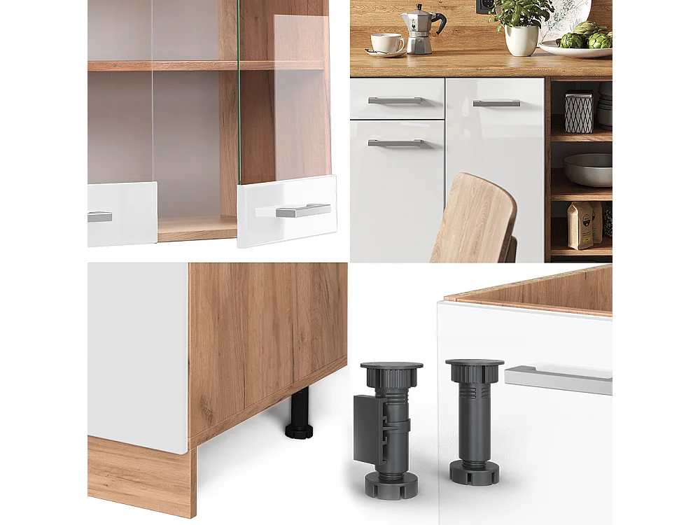 Cuisine blanc brillant/chêne doré 240x46x81.6 r-line