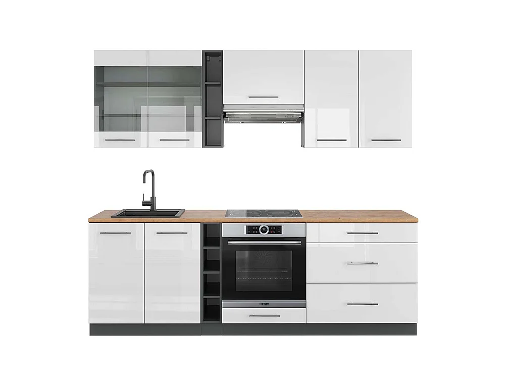 Cuisine blanc brillant/anthracite 235x60x81.6 fame-line