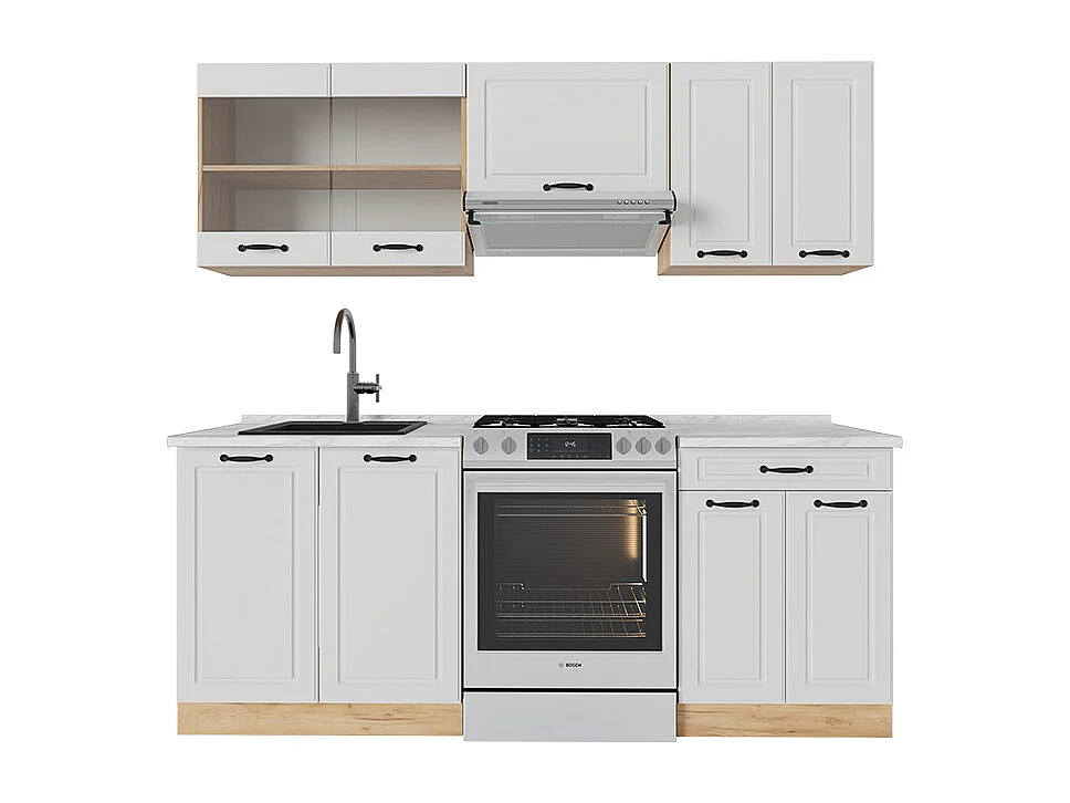 Cuisine blanc campagnard/chêne doré 200x60x81.6 r-line