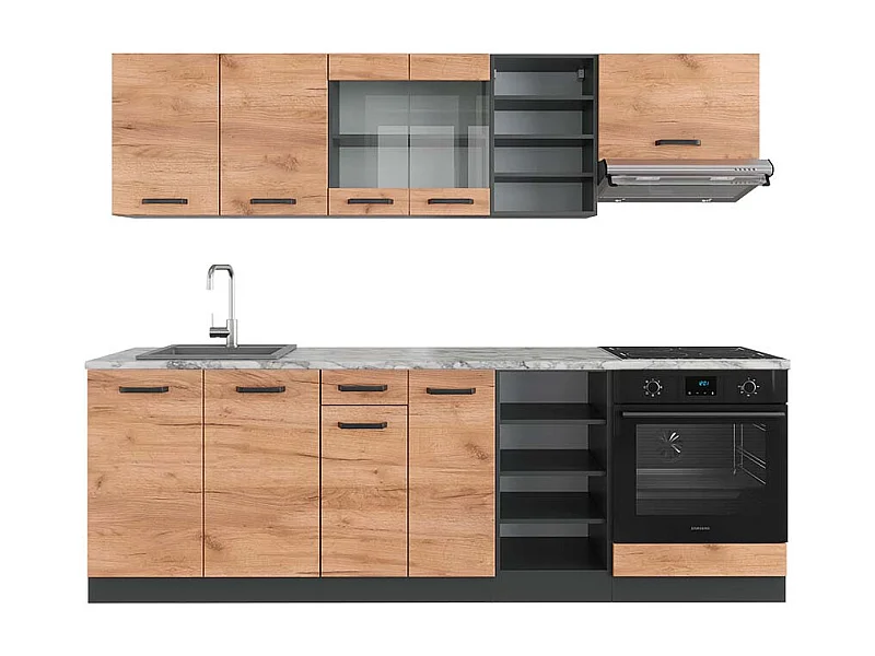 Cuisine chêne doré/anthracite 240x60x81.6 r-line