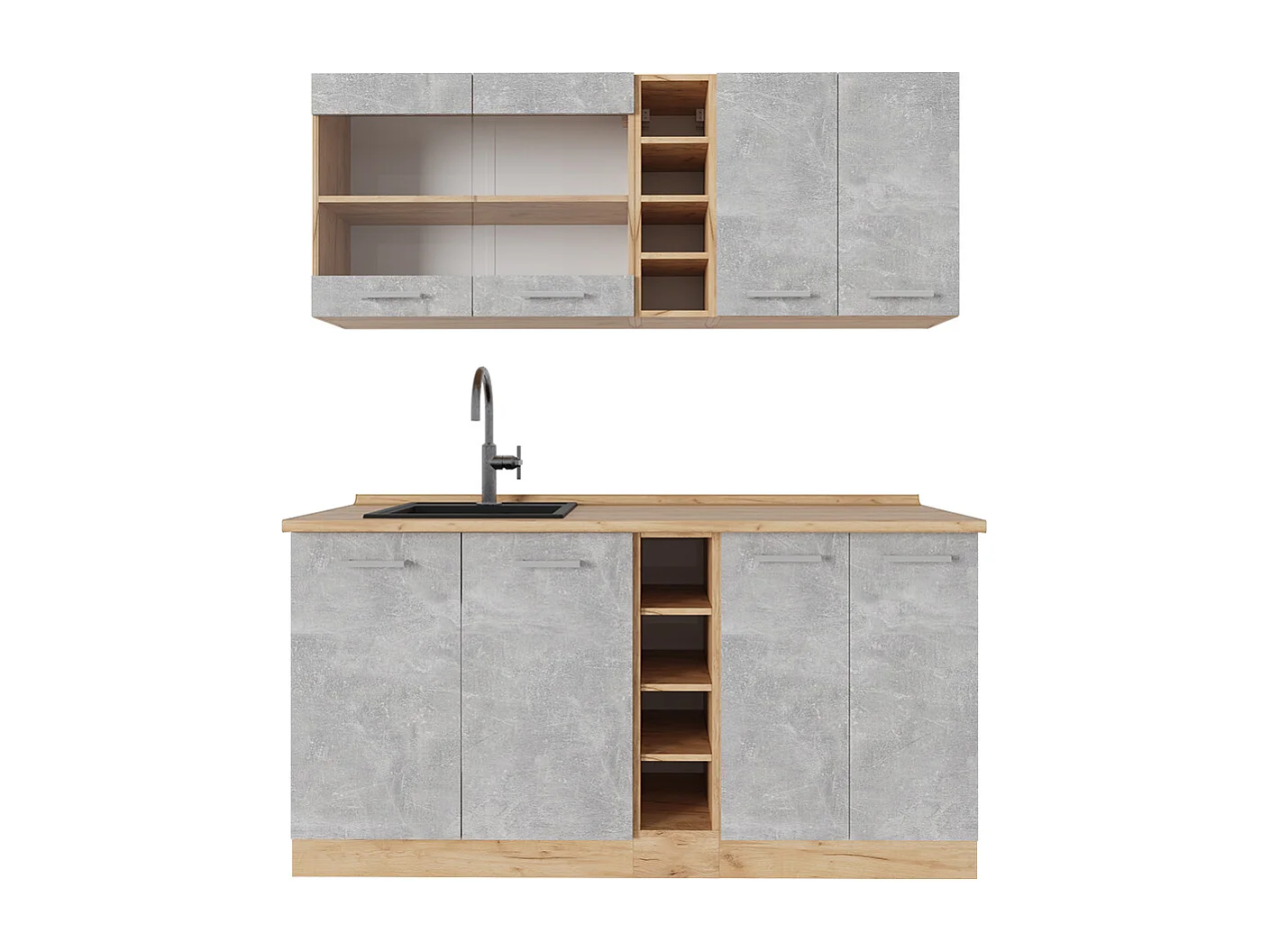 Cocina para solteros hormigón/roble dorado 160x46x81.6 r-line
