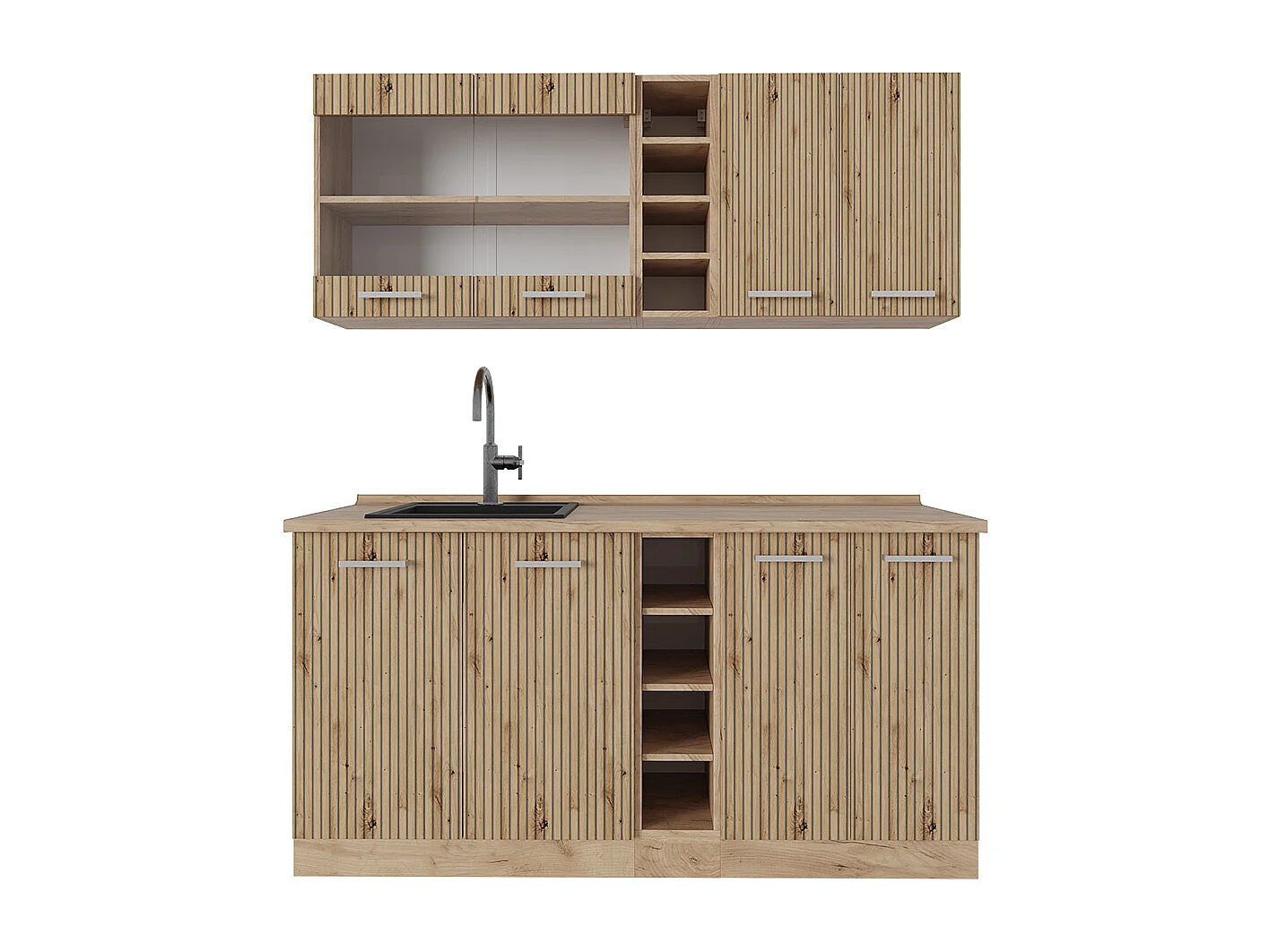 Singleküche artisan-eiche/goldkraft eiche 160x60x81.6 r-line