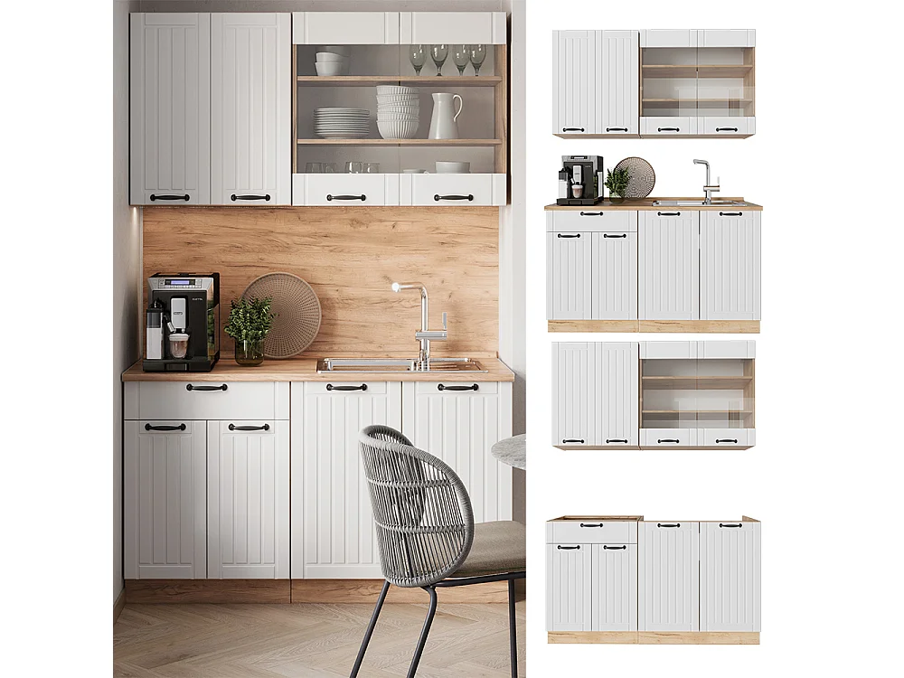 Cuisine blanc campagne 140x46x81.6 fame-line