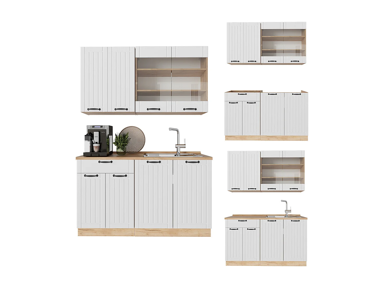 Cuisine blanc campagne 140x46x81.6 fame-line