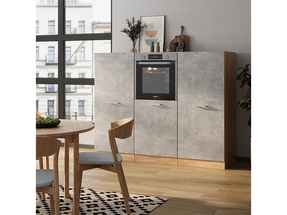 Bloc cuisine béton/force dor chêne 180x46x81.6 r-line