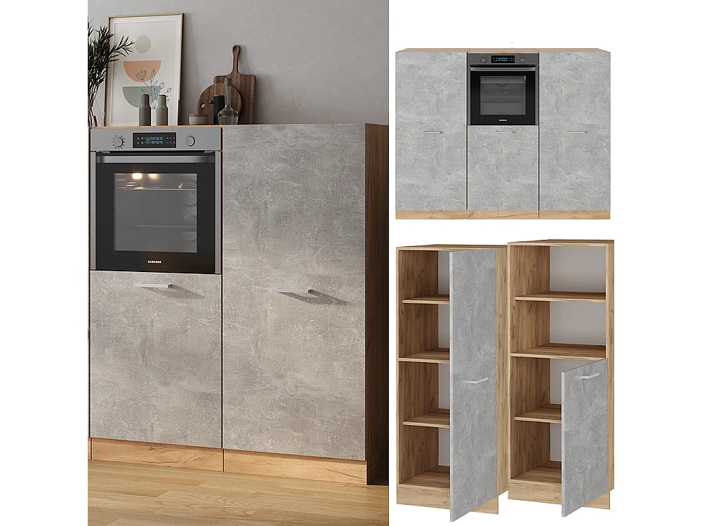 Bloc cuisine béton/force dor chêne 180x46x81.6 r-line