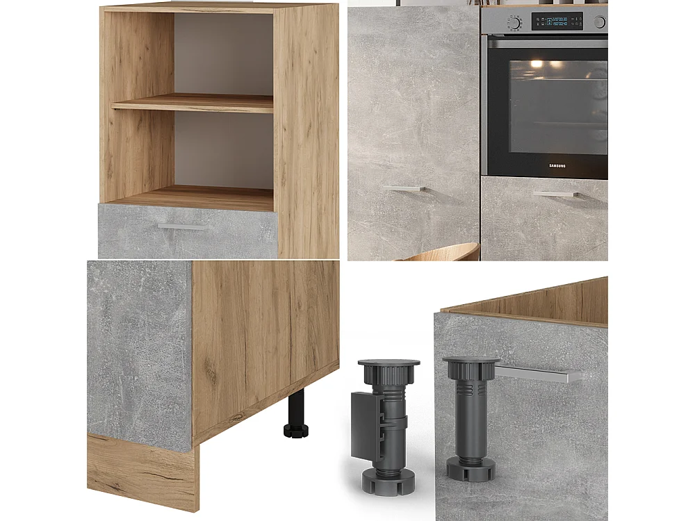 Bloc cuisine béton/force dor chêne 180x46x81.6 r-line