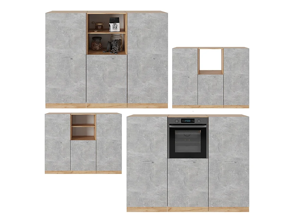 Bloc cuisine béton/force dor chêne 180x46x81.6 r-line
