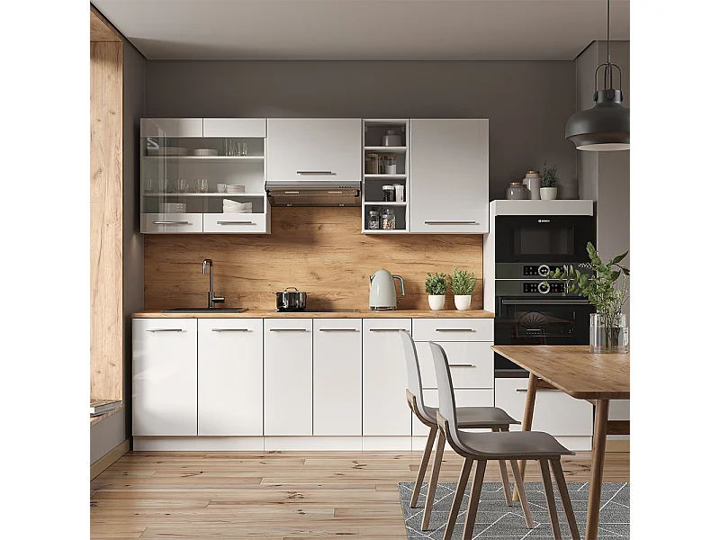 Mueble de cocina blanco alto brillo/blanco 280x60x81.6 fame-line
