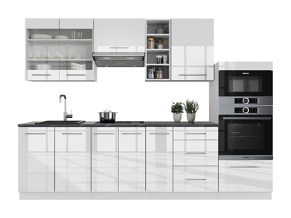 Mueble de cocina blanco alto brillo/blanco 280x60x81.6 fame-line