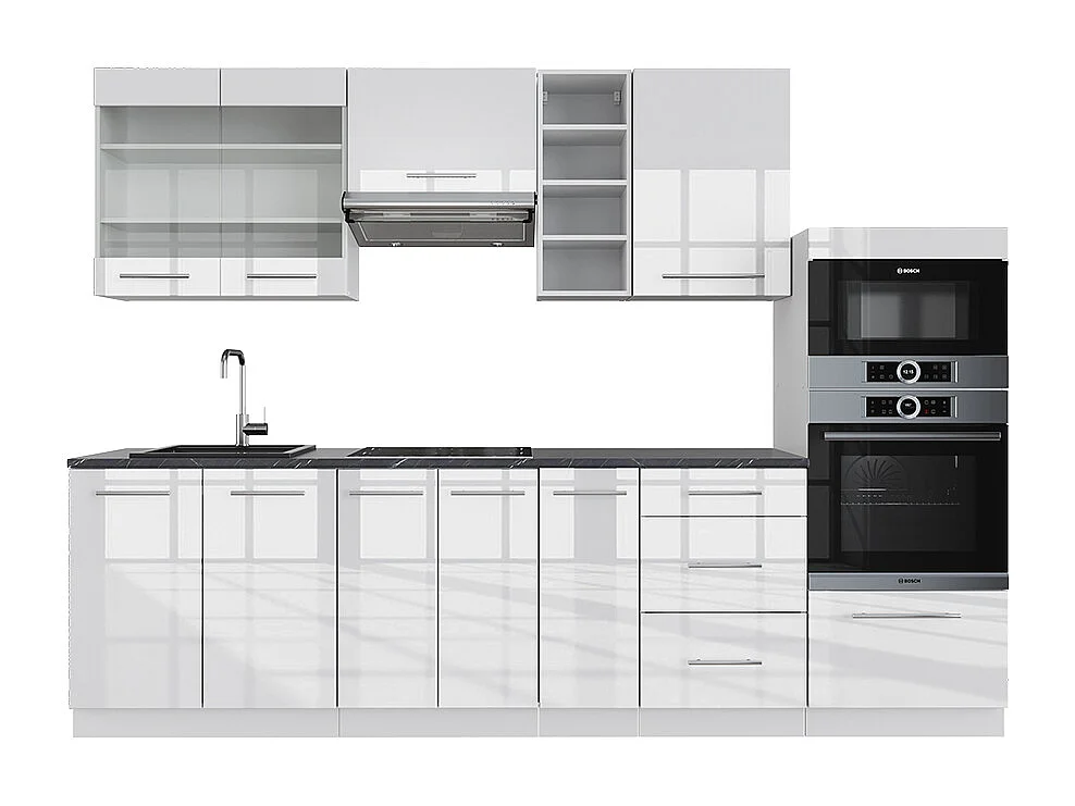 Køkkenrække hvid højglans/hvid 280x60x81.6 fame-line