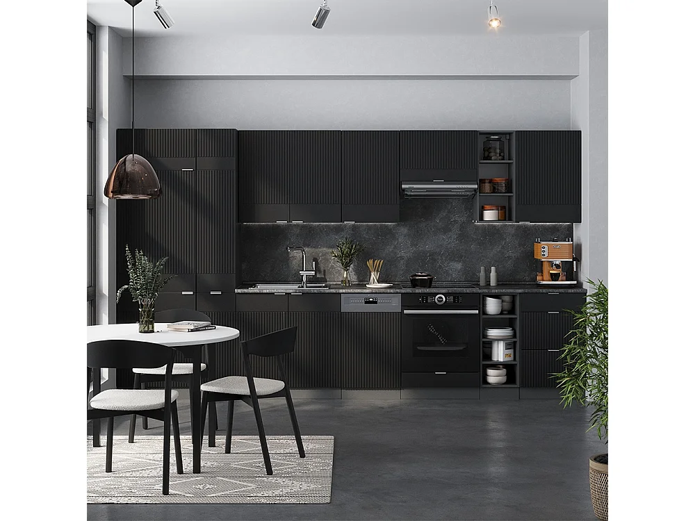 Mueble de cocina rayas negras/antracita 355x46x81.6 fame-line