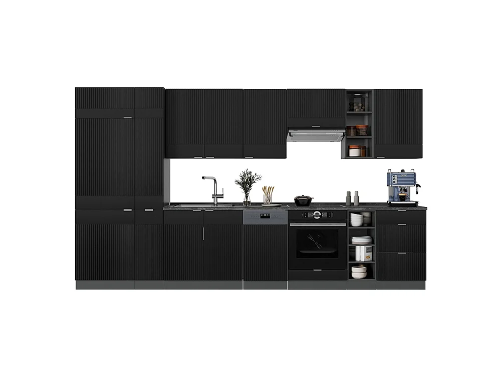 Mueble de cocina rayas negras/antracita 355x46x81.6 fame-line