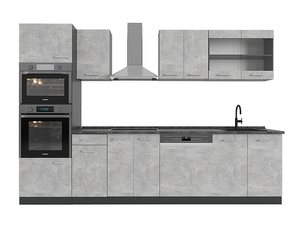 Küchenzeile beton/anthrazit 300x60x81.6 r-line