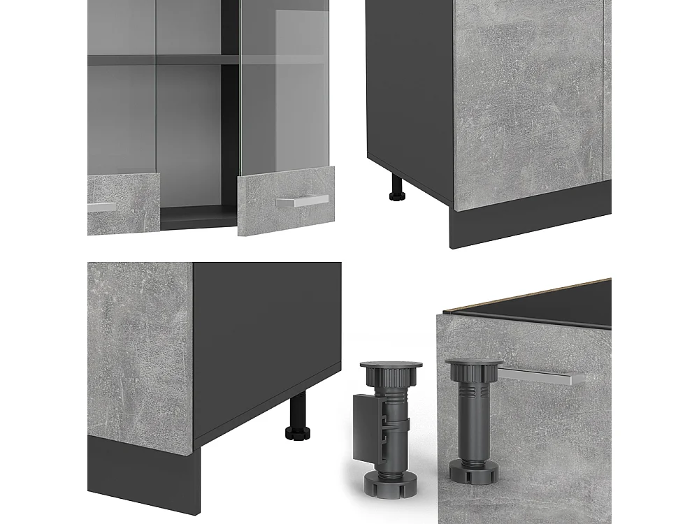 Küchenzeile beton/anthrazit 300x60x81.6 r-line