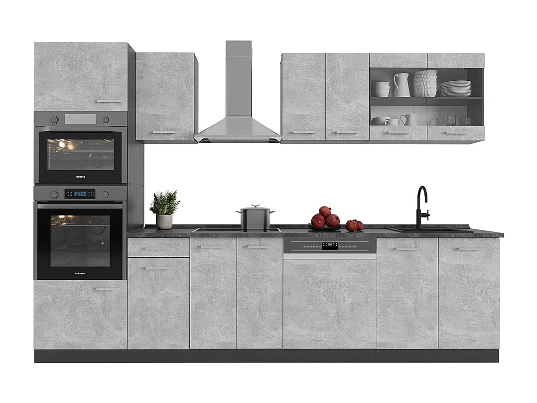 Küchenzeile beton/anthrazit 300x60x81.6 r-line