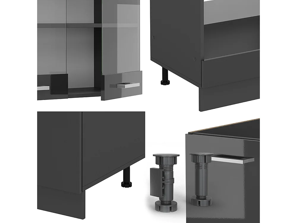 Cuisine en angle anthracite brillant/anthracite 287x60x81.6 r-line