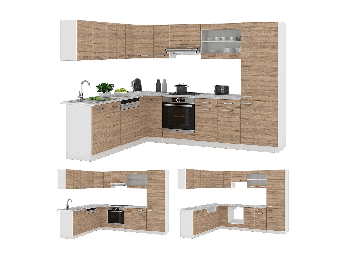 Cuisine en angle sonoma/blanc 287x60x81.6 r-line