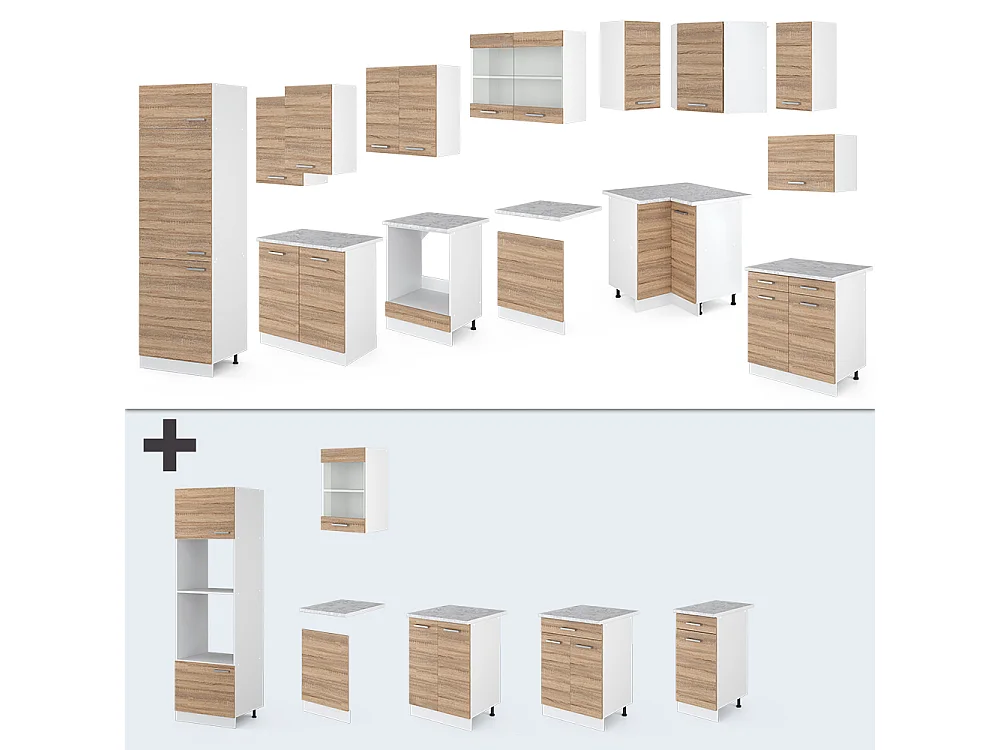 Cucina angolare completa sonoma/bianco 287x60x81.6 r-line