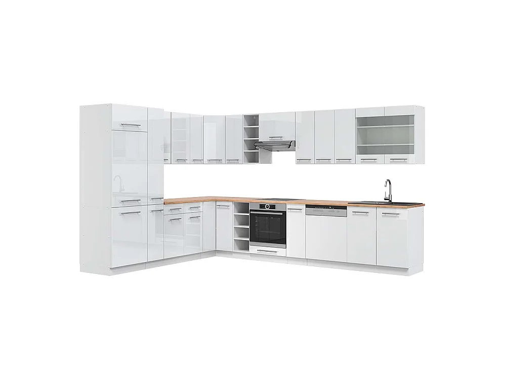 Hörnkök vit högblank/vit 347x60x81.6 fame-line