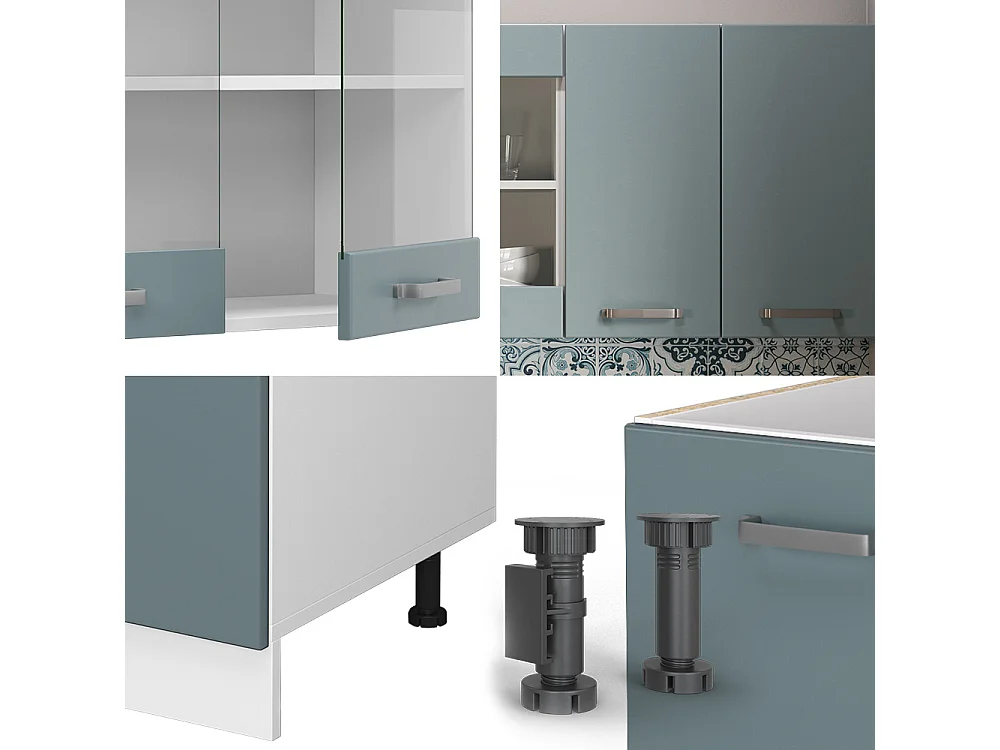 Cucina monoblocco blu-grigio/bianco 140x60x81.6 r-line