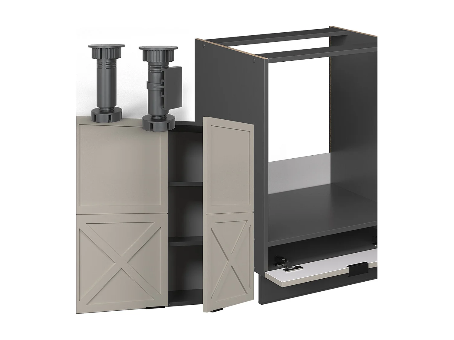 Cuisine en angle grisbeige/anthracite 287x46x81.6 fame-line