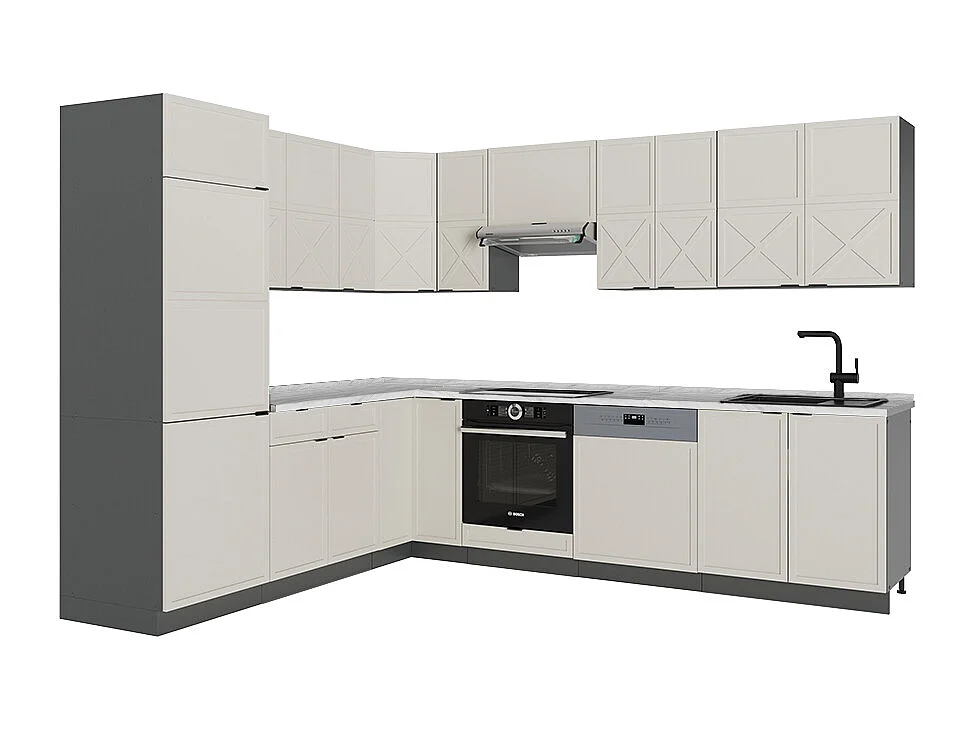 Hörnkök gråbeige/antracit 287x46x81.6 fame-line