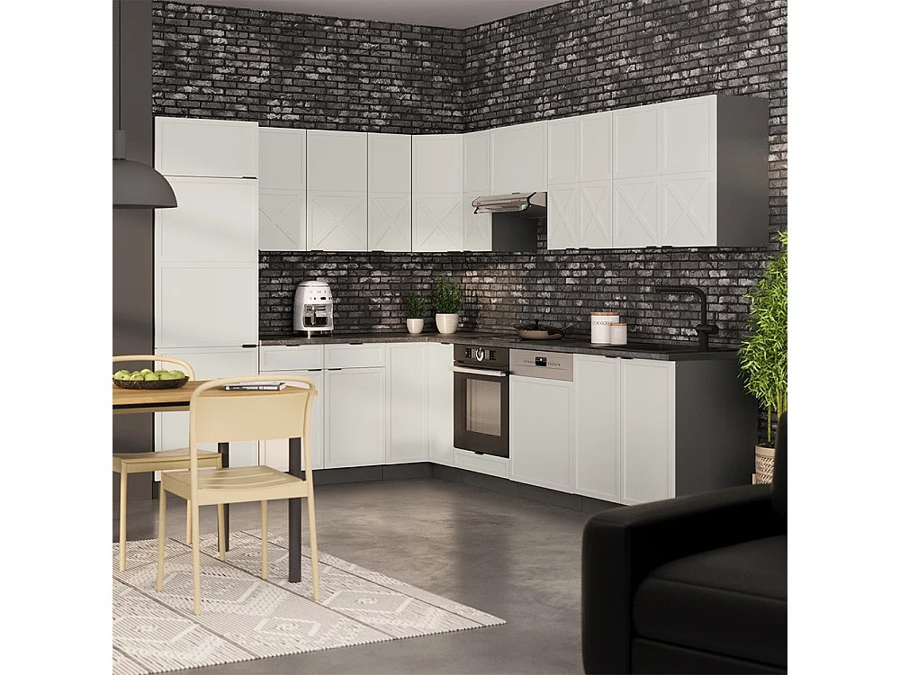 Cocina esquinera grisbeige/antracita 287x46x81.6 fame-line