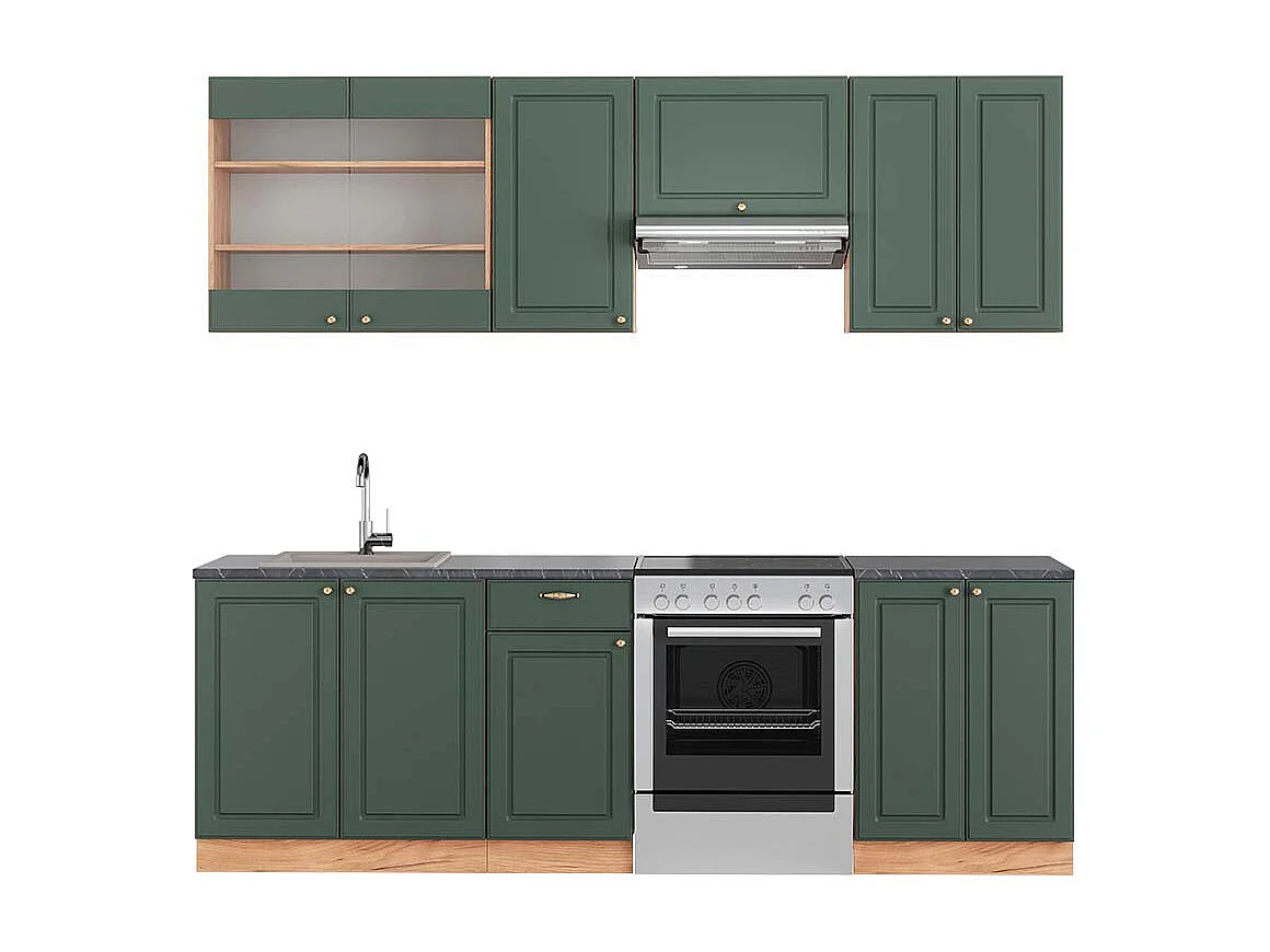 Cuisine chêne vert et or/chêne doré 240x60x81.6 fame-line