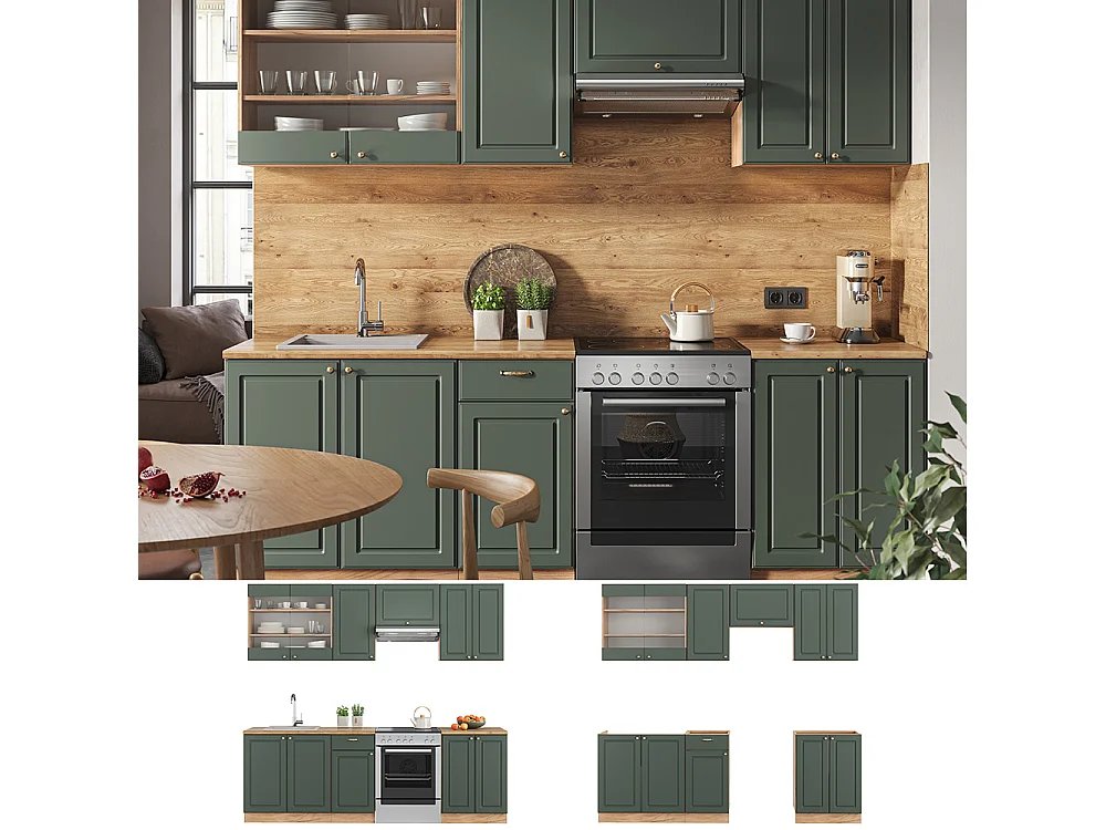Pentry grönguld lantgård/goldkraft ek 240x60x81.6 fame-line