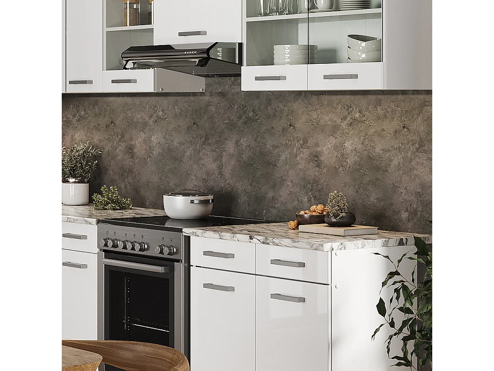 Hoekkeuken wit hoogglans/wit 270x60x81.6 rick