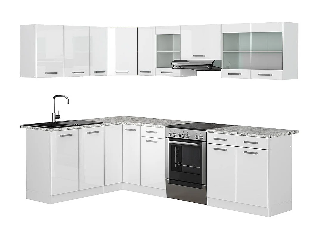 Hoekkeuken wit hoogglans/wit 270x60x81.6 rick