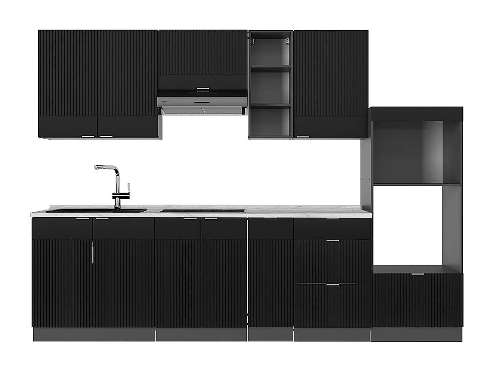 Cuisine noir rayé/anthracite 280x60x81.6 fame-line
