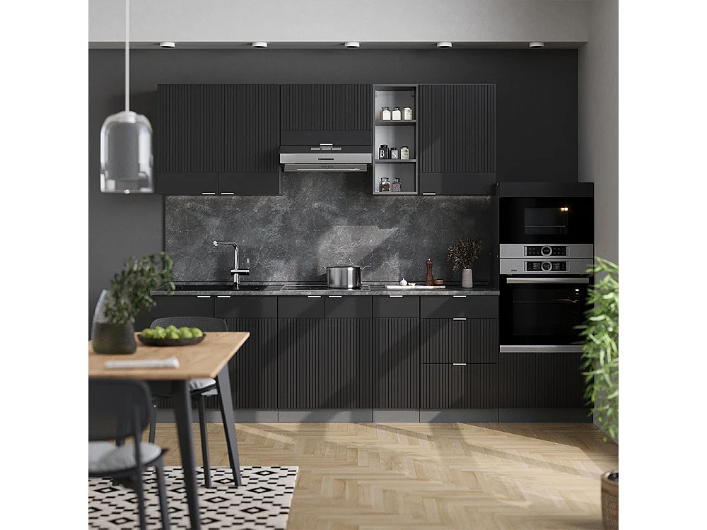 Mueble de cocina rayas negras/antracita 280x60x81.6 fame-line