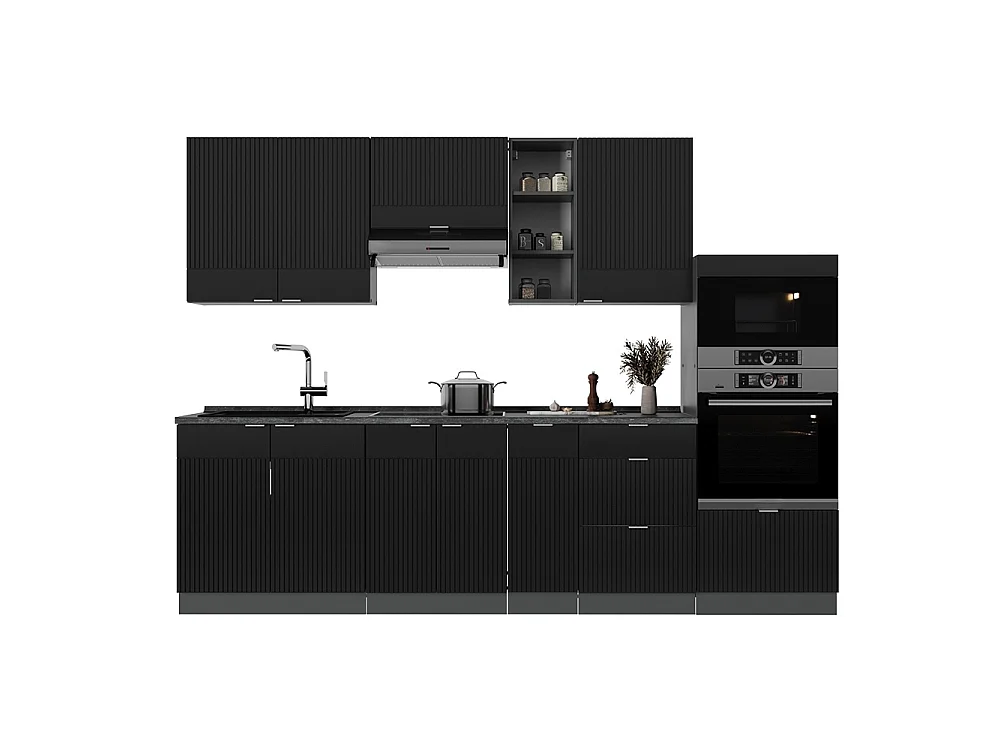 Mueble de cocina rayas negras/antracita 280x60x81.6 fame-line