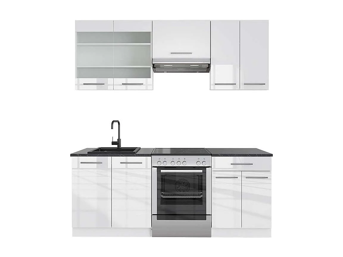 Cuisine blanc brillant/blanc 200x60x81.6 fame-line