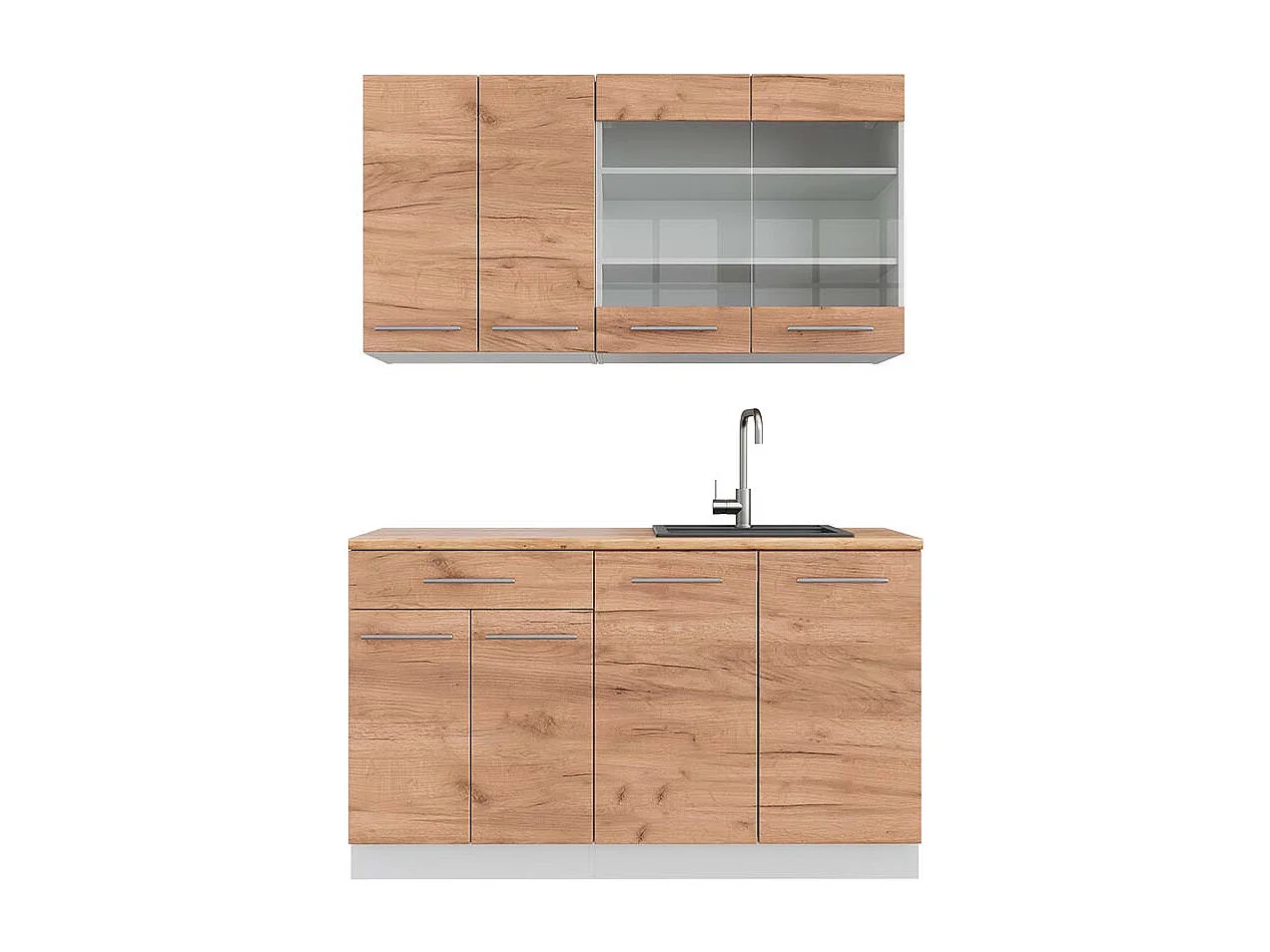 Cocina para solteros oro potencia roble/blanco 140x60x81.6 fame-line